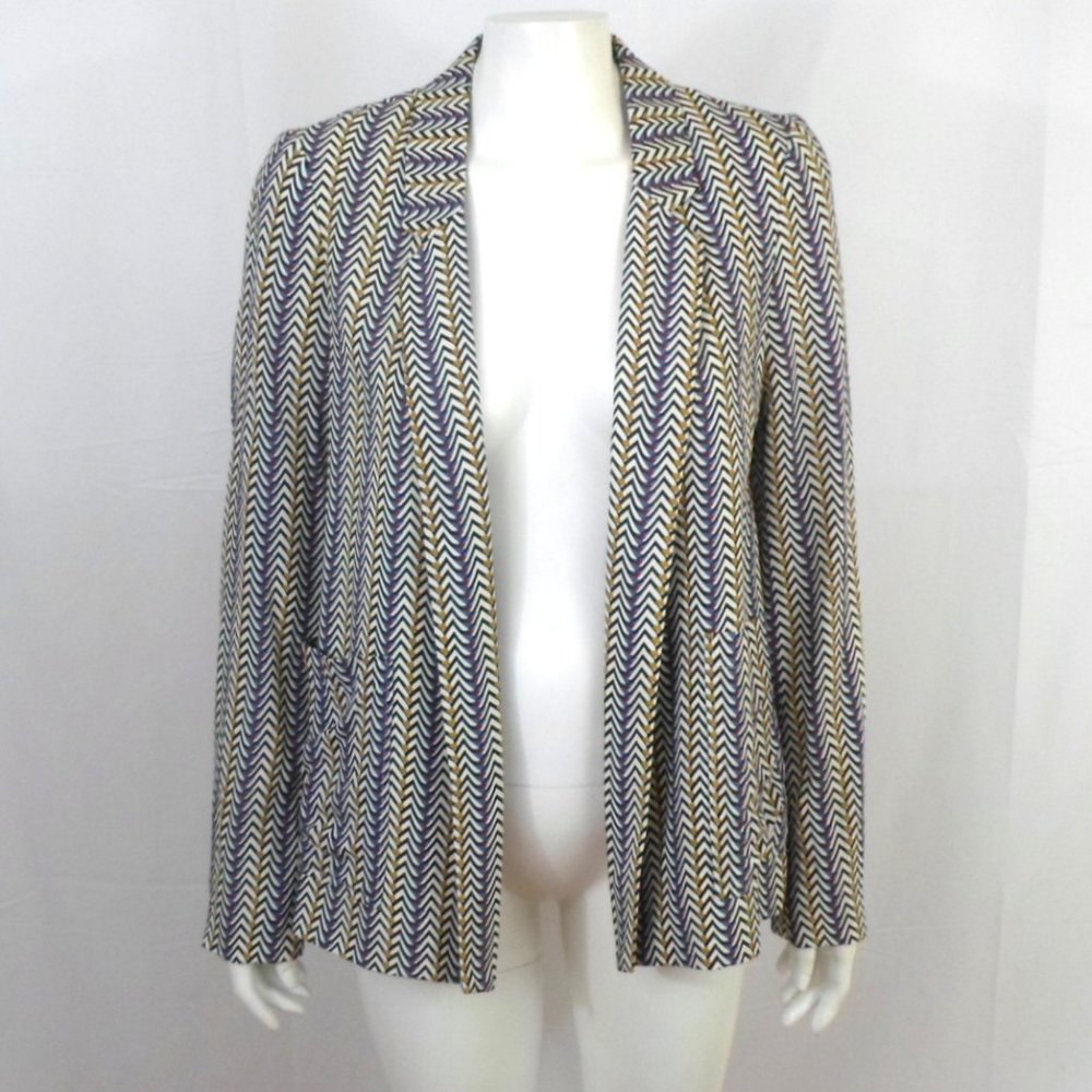 See U Soon Open Blazer Jacket Chevron Print